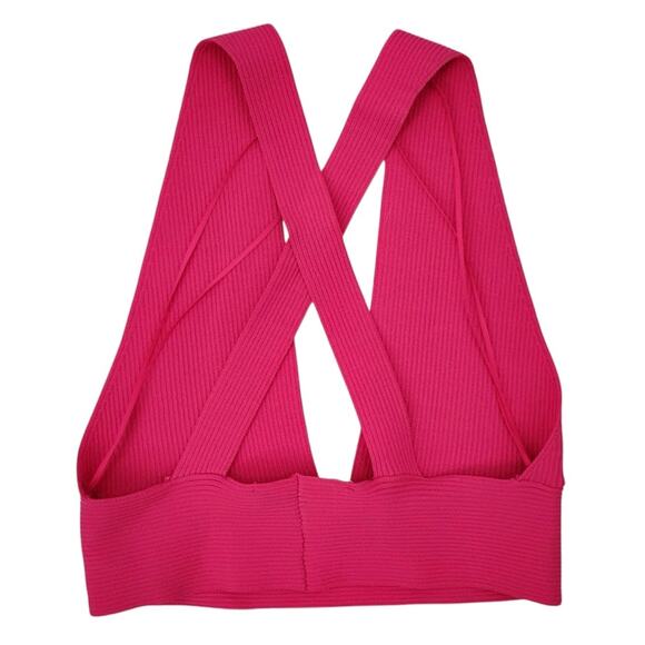 Zara Pink Ribbed Crop Top Bralette Crisscross Back Sleeveless Tank Size Small - Picture 2 of 3
